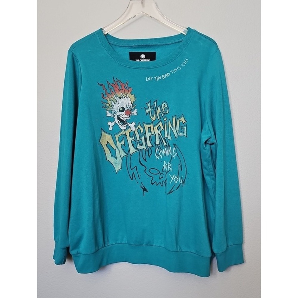 The Offspring Band Sweatshirt Let The Bad Times Roll Graphic Teal Torrid Size XL